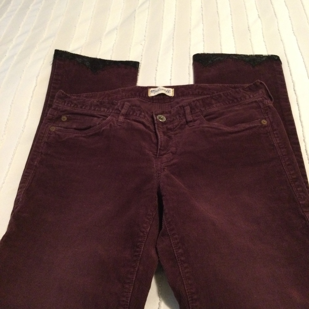 Madewell corduroy womens pants, burgundy